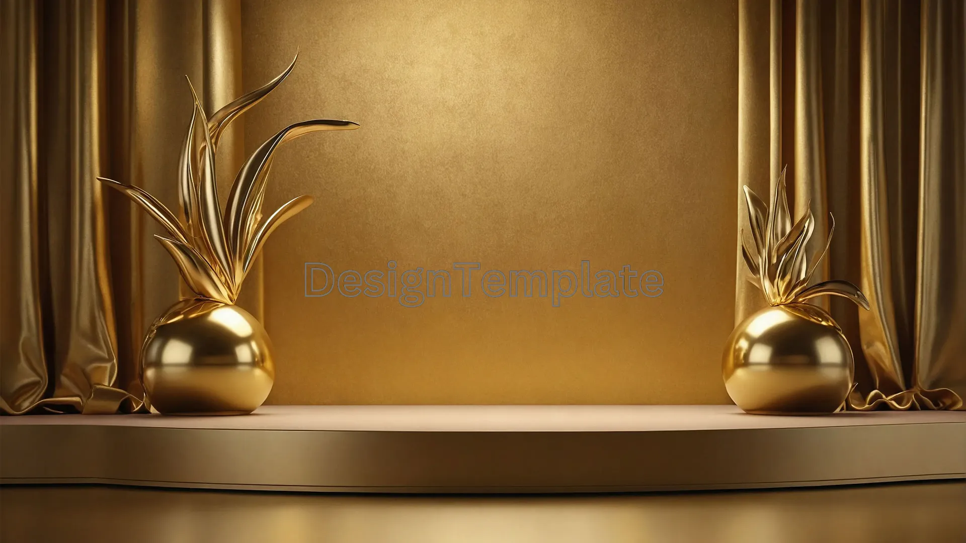 Award Show Podium with Golden Curtains Photo image